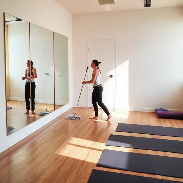 Reinigung eines kleinen Yoga-/Fitnessstudios