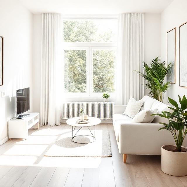 Strahlend sauberes Wohnzimmer nach Reinigung